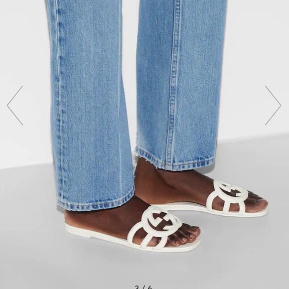 Gucci White Sandals with Interlocking G Logo - Picture 8 of 10